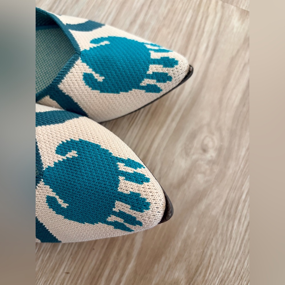 Rothy's Teal and Cream Pointed Toe Flats - Picture 6 of 7